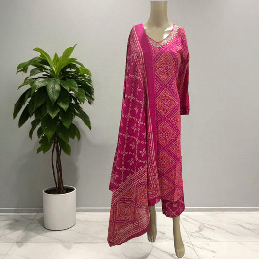 Cotton Bandhani Full Suit