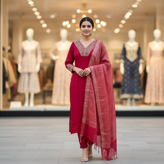 Mul Chanderi Full Suit