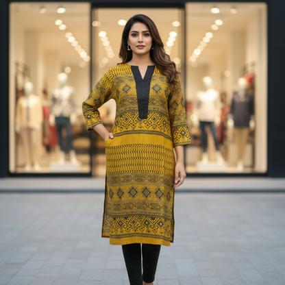Mashru Ajrakh Kurti