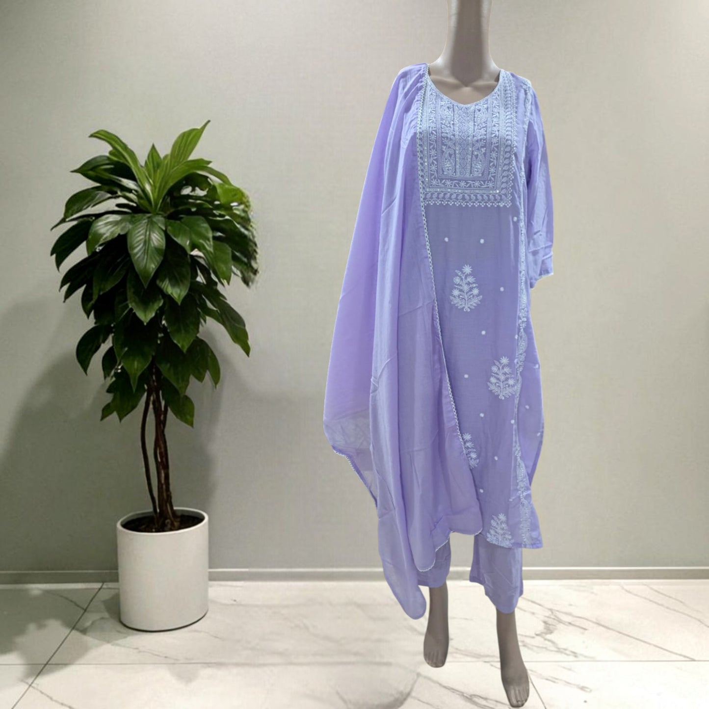 Mul Cotton Chikankari Full Suit