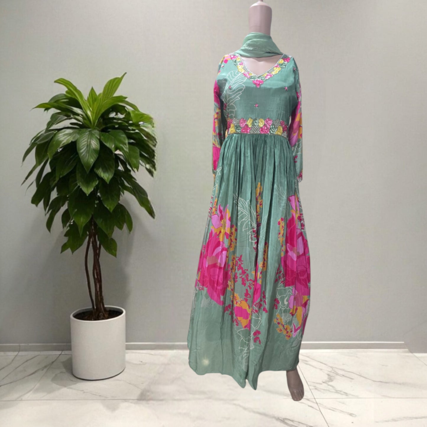 Crape Long Gown