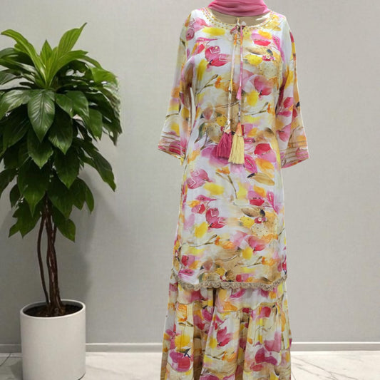 Off White Cotton Sharara Set