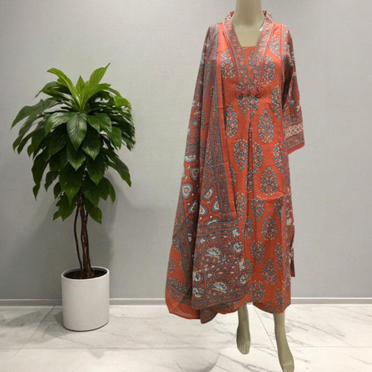 Orange Cotton Full Suit