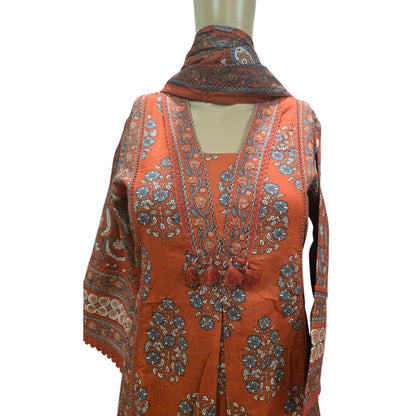 Orange Cotton Full Suit