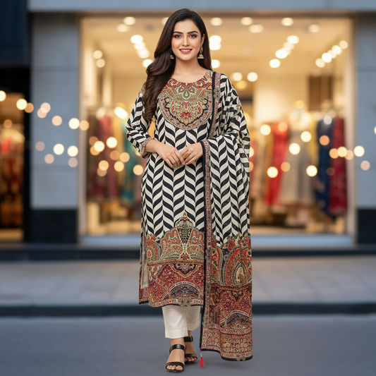 Natural Crepe Full Suit