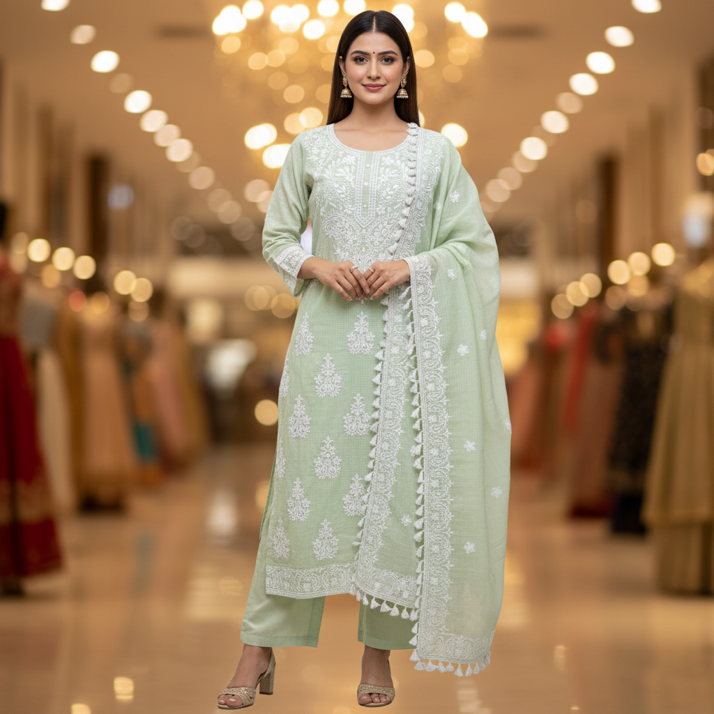 Kota Doriya Chikankari Full Suit