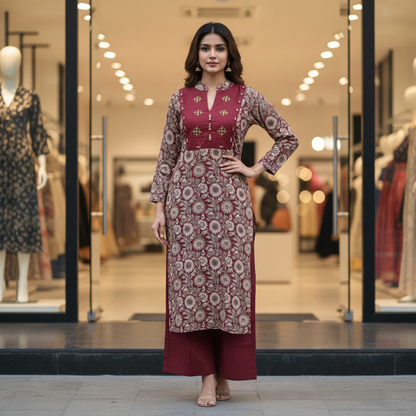 Pure Kalamkari Kurti With Pant