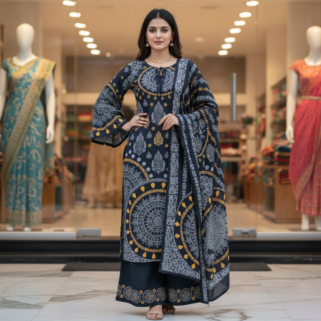 Cotton Ajrakh Full Suit