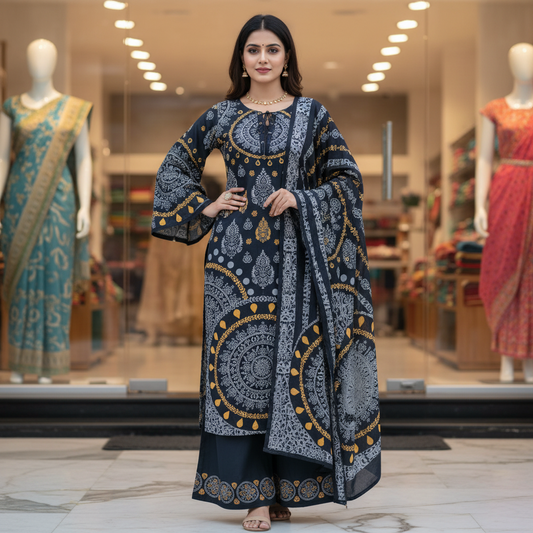 Cotton Ajrakh Full Suit
