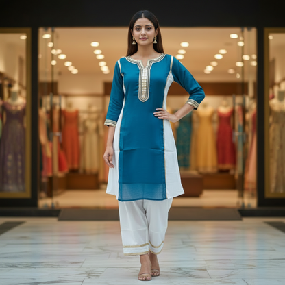 Pure Mul Chanderi Co-ord Set