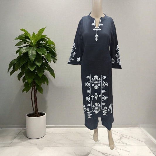 Black Cotton Kurti With Pant