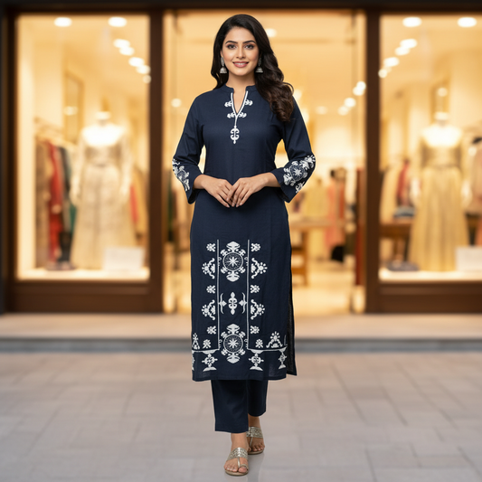 Black Cotton Kurti With Pant
