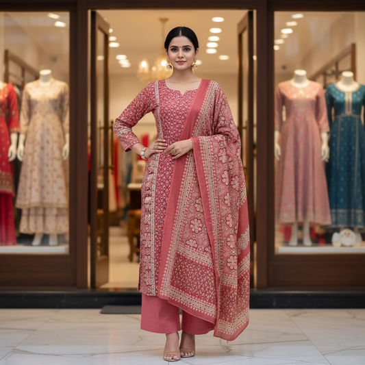 Ajrakh Cotton Full Suit