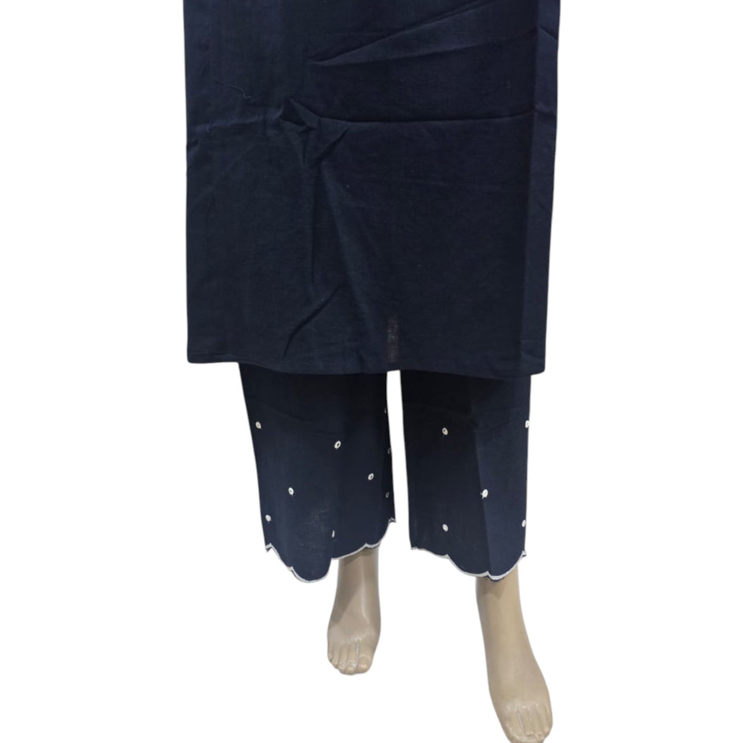 Navy Blue Cotton Kurti With Pant