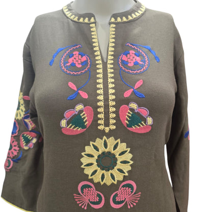 Brown Cotton Kurti With Pant