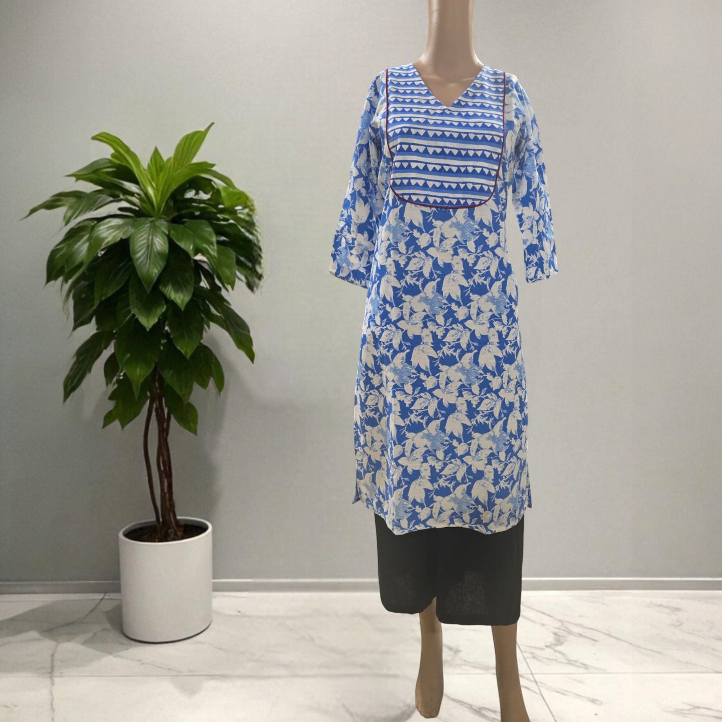 Sky Blue Cotton Kurti