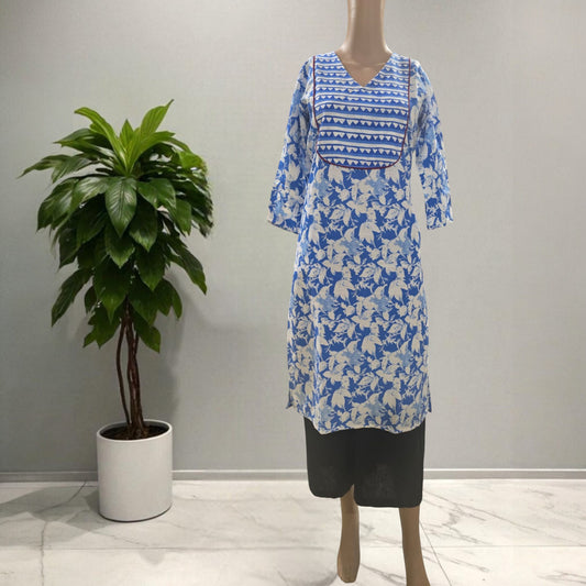 Sky Blue Cotton Kurti