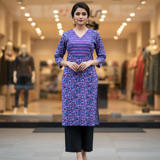 Purple Cotton Kurti