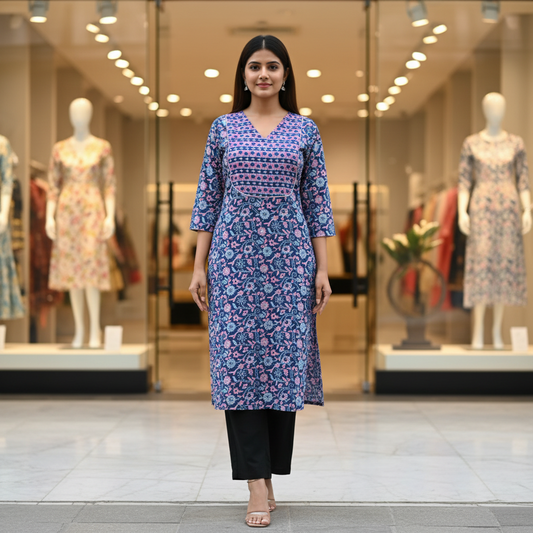 Blue Cotton Kurti