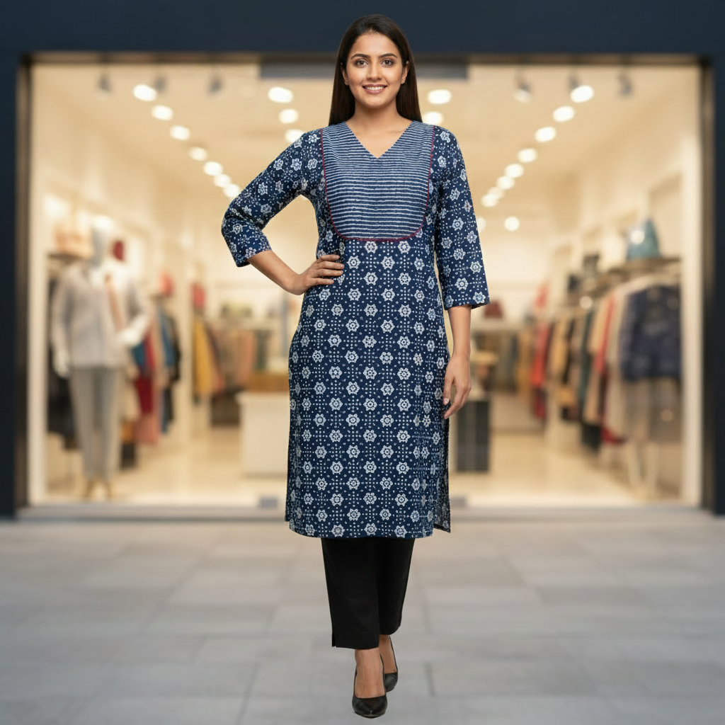 Indigo Cotton Kurti