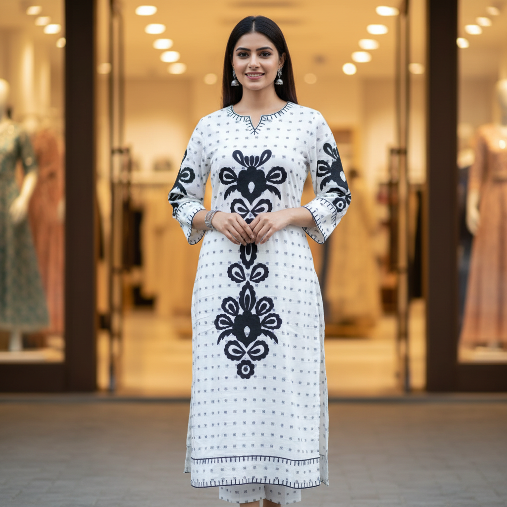 Yarn Dyed Cotton Kurti With Pant
