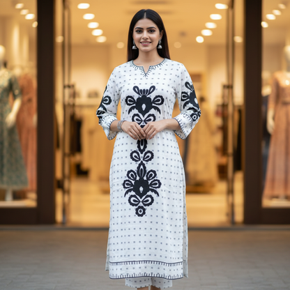Yarn Dyed Cotton Kurti With Pant