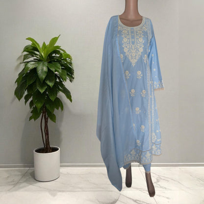 Cotton Chikankari Anarkali Suit
