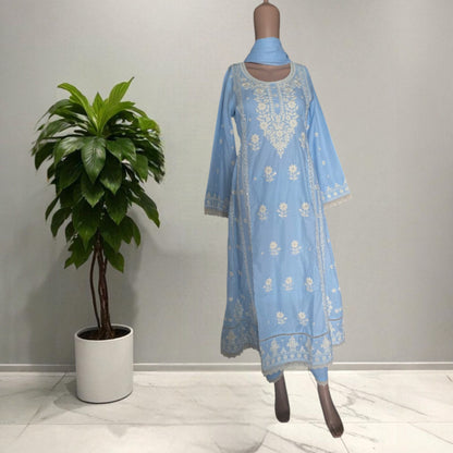 Cotton Chikankari Anarkali Suit