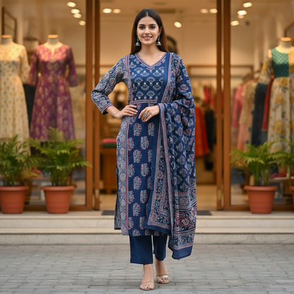 Cotton Ajrakh Full Suit