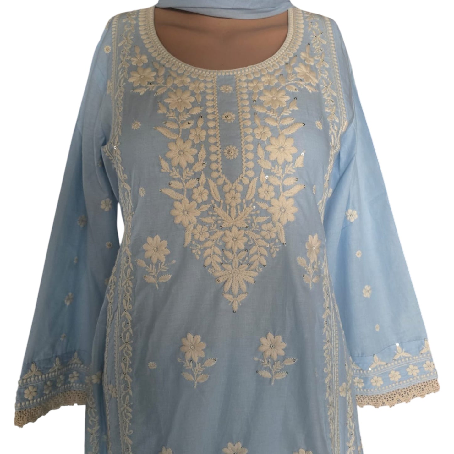 Cotton Chikankari Anarkali Suit