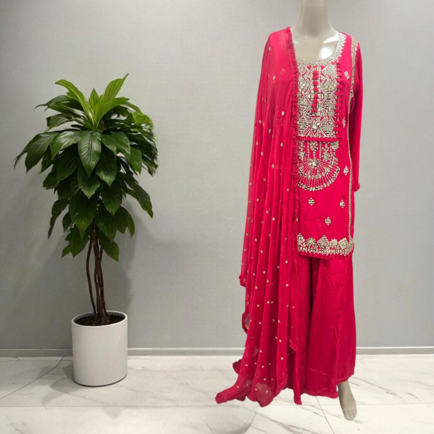 Red Gharara Set