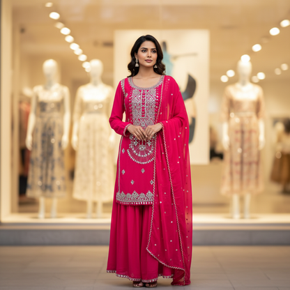 Red Gharara Set