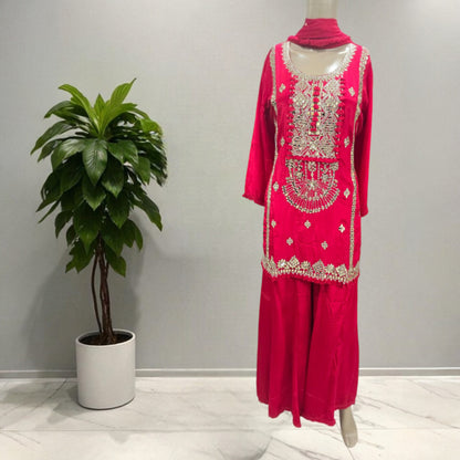 Red Gharara Set