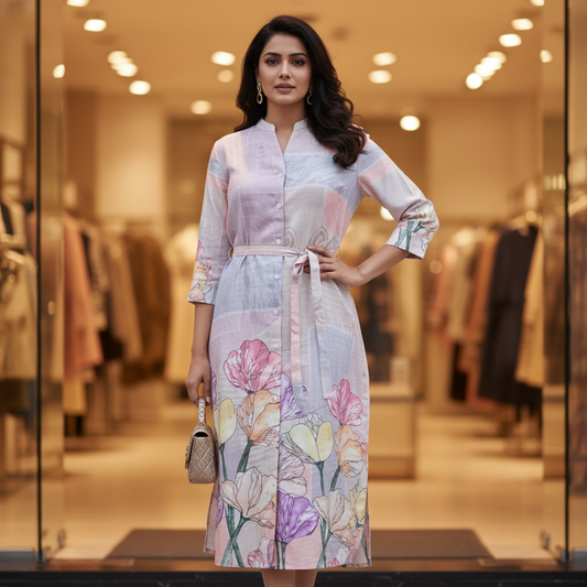 Peach Linen Midi