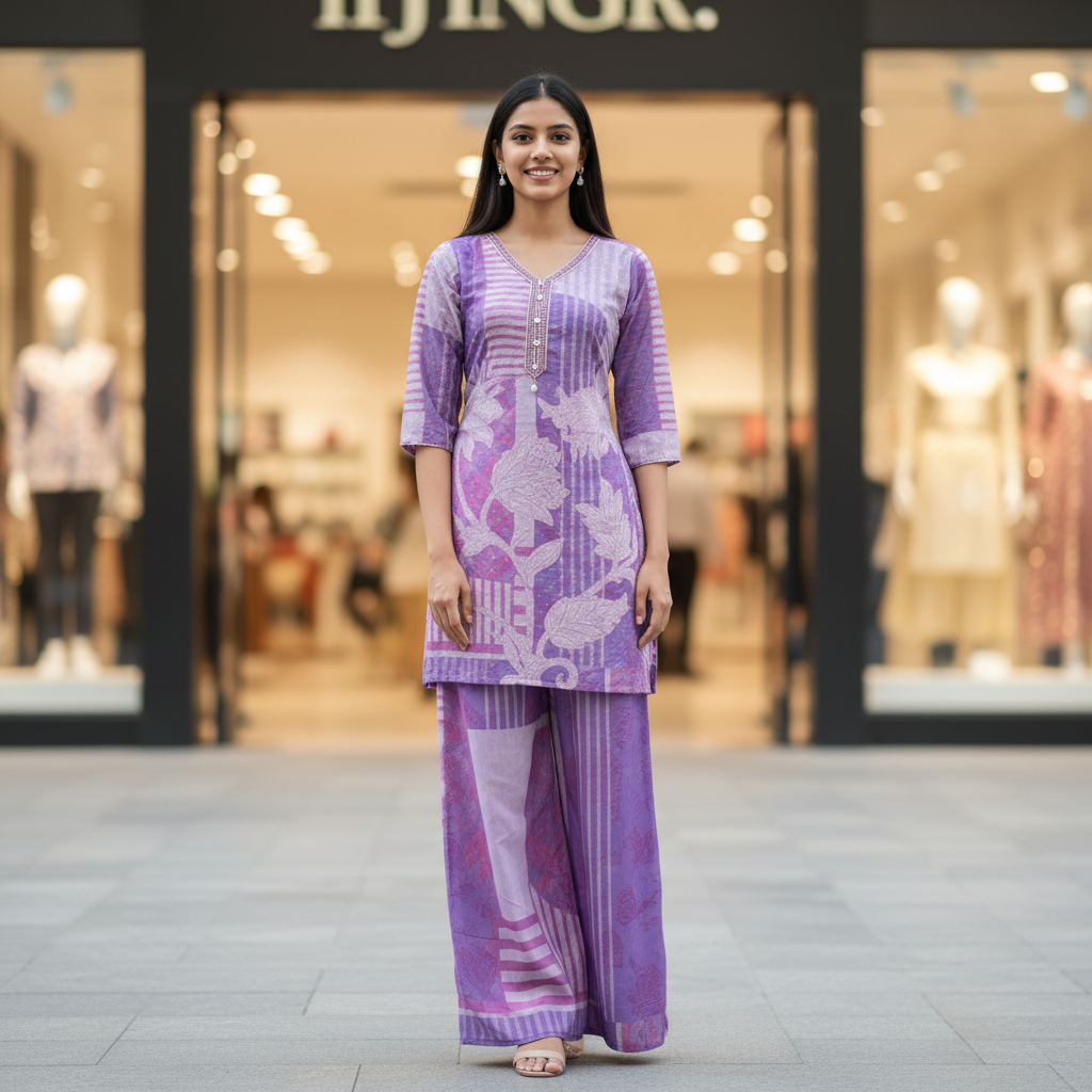 Purple Cotton Co-ord Set