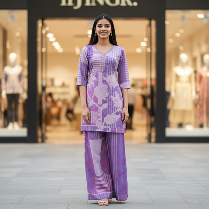 Purple Cotton Co-ord Set